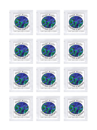 Kefir Starter Cultures - Pack of 12 Freeze-Dried Culture Sachets For Creamy and Mild Milk Kefir - NPSelection